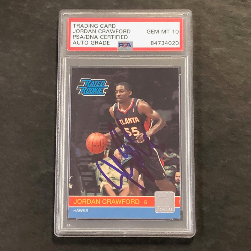 2010-11 Panini Donruss #254 Jordan Crawford Signed Card AUTO 10 PSA Slabbed Hawks