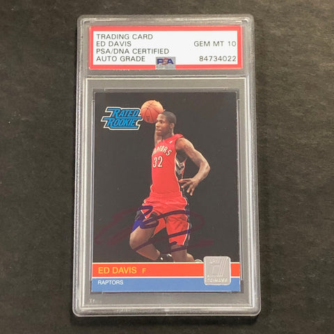 2010-11 DONRUSS RATED ROOKIE #240 ED DAVIS Signed Card AUTO 10 PSA Slabbed RC Raptors