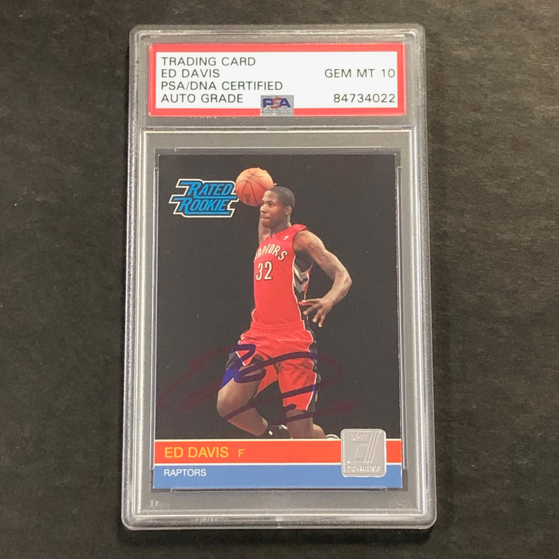 2010-11 DONRUSS RATED ROOKIE #240 ED DAVIS Signed Card AUTO 10 PSA Slabbed RC Raptors