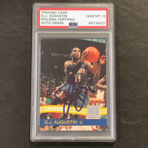 2010-11 Panini Donruss #159 D.J. Augustin Signed Card AUTO 10 PSA Slabbed Bobcats