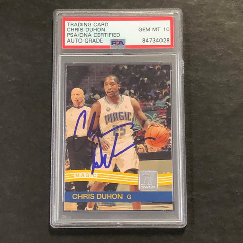 2010-11 Panini Donruss #175 Chris Duhon Signed Card AUTO 10 PSA Slabbed Magic