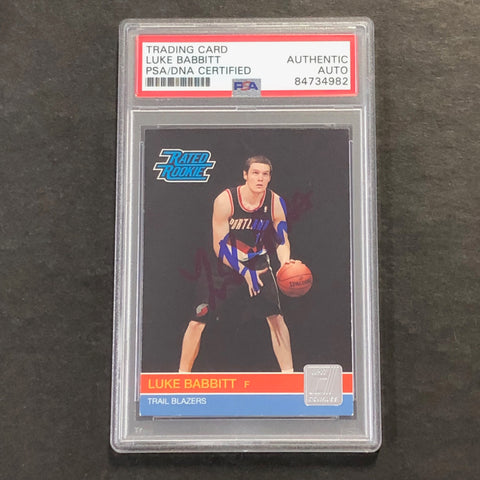 2010-11 Panini Donuss #243 Luke Babbitt Signed Card AUTO PSA Slabbed Portland Trail Blazers