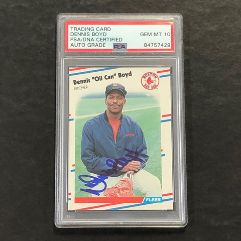 1988 Fleer #347 Dennis "Oil Can" Boyd Signed Card PSA Slabbed Auto 10 Red Sox