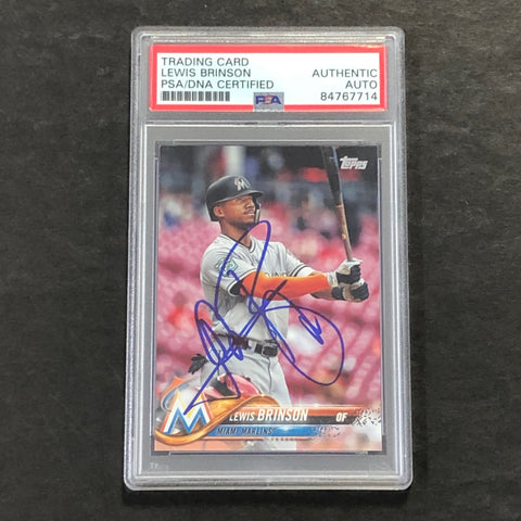 2018 Topps #US260 Lewis Brinson Signed Card Auto PSA Slabbed Marlins