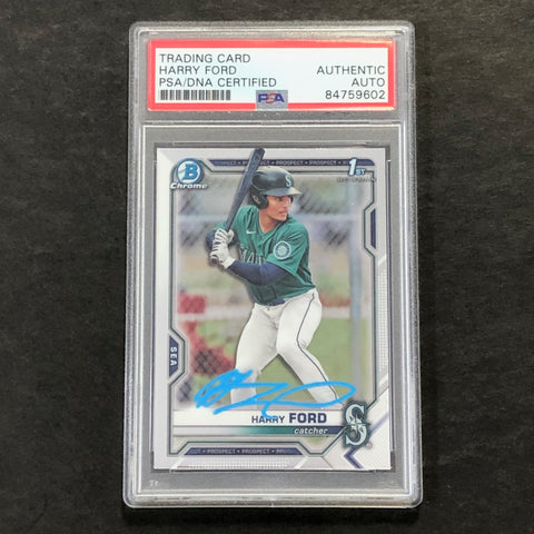 2021 Bowman Chrome Draft #BDC-1 Harry Ford Signed Card AUTO PSA Slabbed Mariners