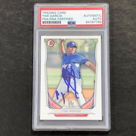 2014 Bowman Prospects #BP70 Yimi Garcia Signed Card PSA Slabbed Auto Dodgers