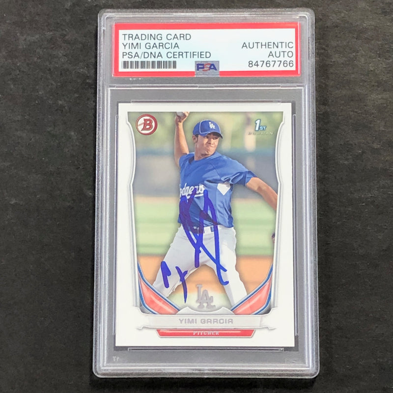 2014 Bowman Prospects #BP70 Yimi Garcia Signed Card PSA Slabbed Auto Dodgers