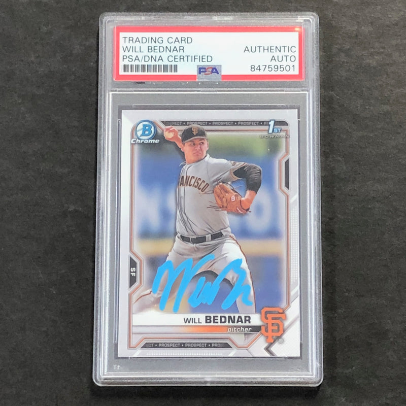 2021 Bowman Draft #BDC-197 Will Bednar Signed Card PSA Slabbed Auto Giants