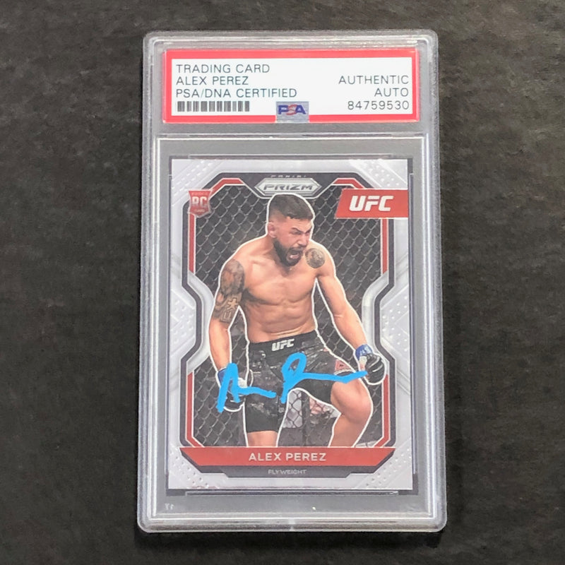 2021 Panini Prizm #26 Alex Perez Signed Card AUTO PSA Slabbed UFC
