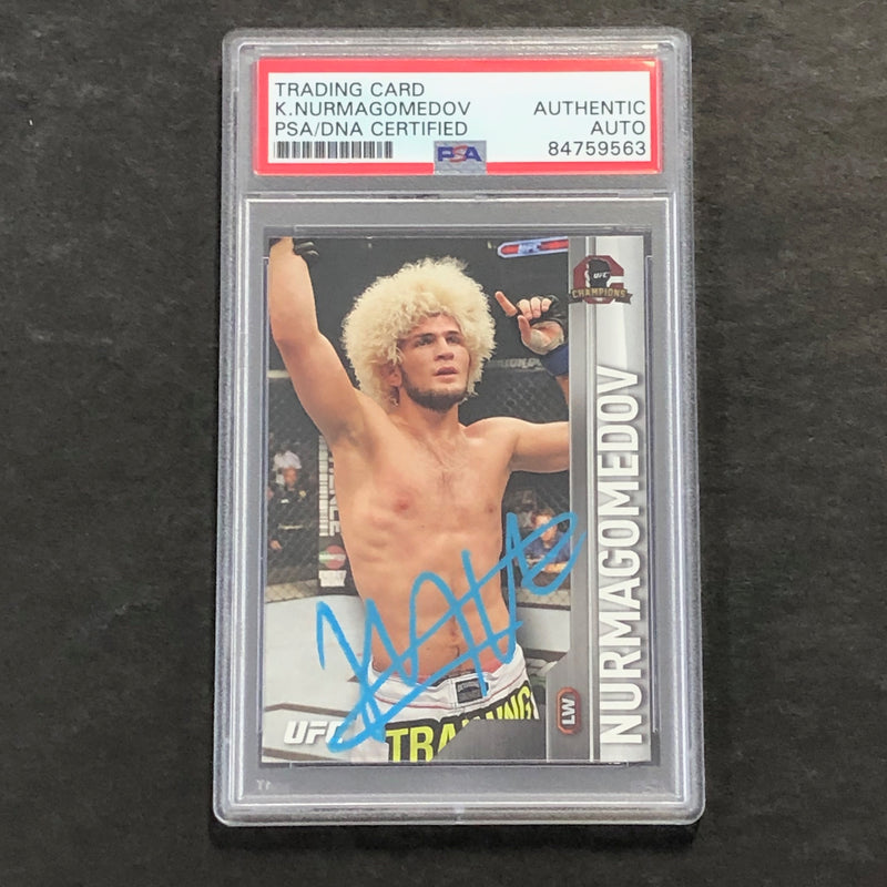 2015 Topps UFC Champions #104 Khabib Nurmagomedov Signed Card AUTO PSA Slabbed