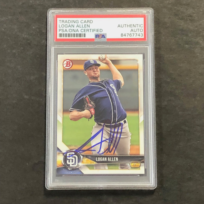 2018 Bowman Prospect #BP99 Logan Allen Signed Card PSA Slabbed Auto Padres