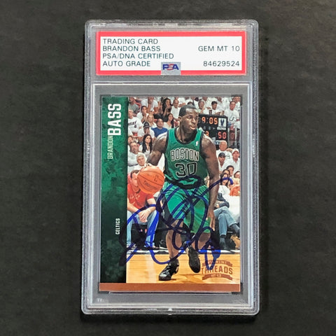 2012-13 Panini Threads #11 Brandon Bass Signed Card AUTO PSA Slabbed Celtics