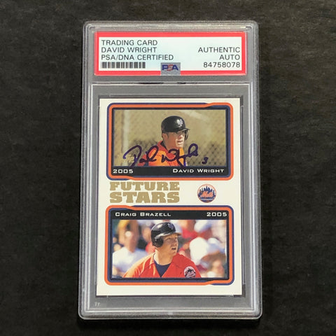 2005 Topps Future Stars #330 David Wright Signed Card AUTO PSA Slabbed Mets