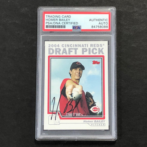 2004 Topps Traded #T72 Homer Bailey Signed Card PSA Slabbed Auto Reds