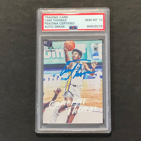 2021-22 Panini Chronicles Draft Picks #90 Cameron Thomas Signed Card  AUTO 10 PSA Slabbed