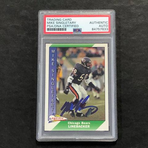 1991 Pacific #53 Mike Singletary Signed Card PSA Slabbed Auto Chicago Bears