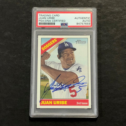 2015 Topps Heritage #43 JUAN URIBE Signed Card PSA Slabbed Auto Dodgers