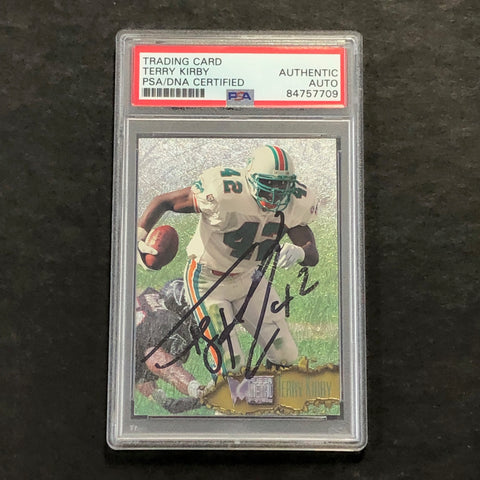 1996 Fleer Metal #65 Terry Kirby Signed Card PSA AUTO Slabbed Dolphins