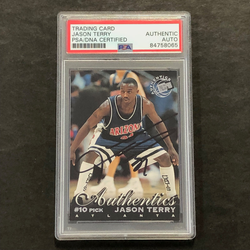 1999 Press Pass #9 Jason Terry Signed Card AUTO PSA Slabbed Hawks