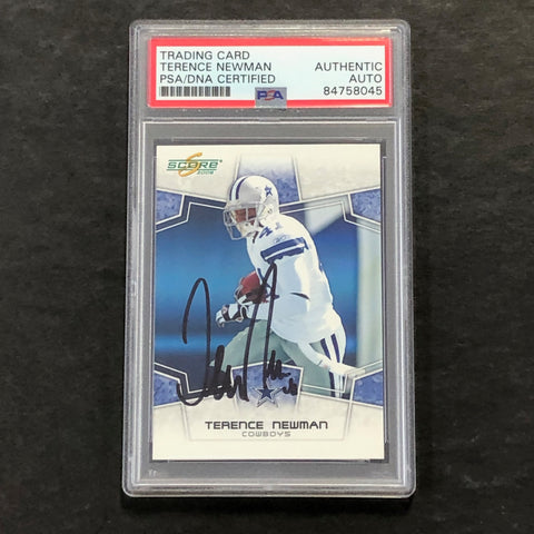 2008 Score #84 Terence Newman Signed Card AUTO PSA slabbed Dallas Cowboys