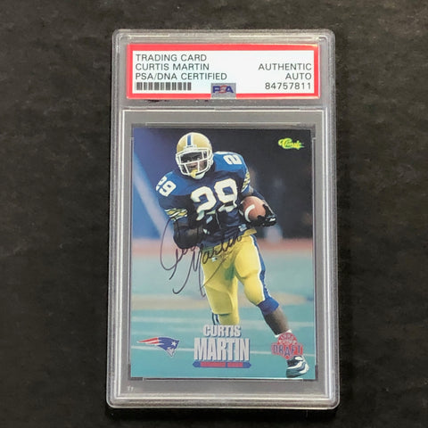 1995 Classic NFL Rookies #84 Curtis Martin Signed Card AUTO PSA Slabbed Patriots