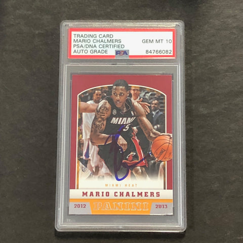 2012-13 Panini #114 Mario Chalmers Signed Card AUTO 10 PSA Slabbed Heat