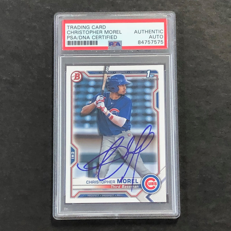 2021 Bowman 1st Edition Paper #BP-131 Christopher Morel Signed Card PSA Slabbed Auto Cubs