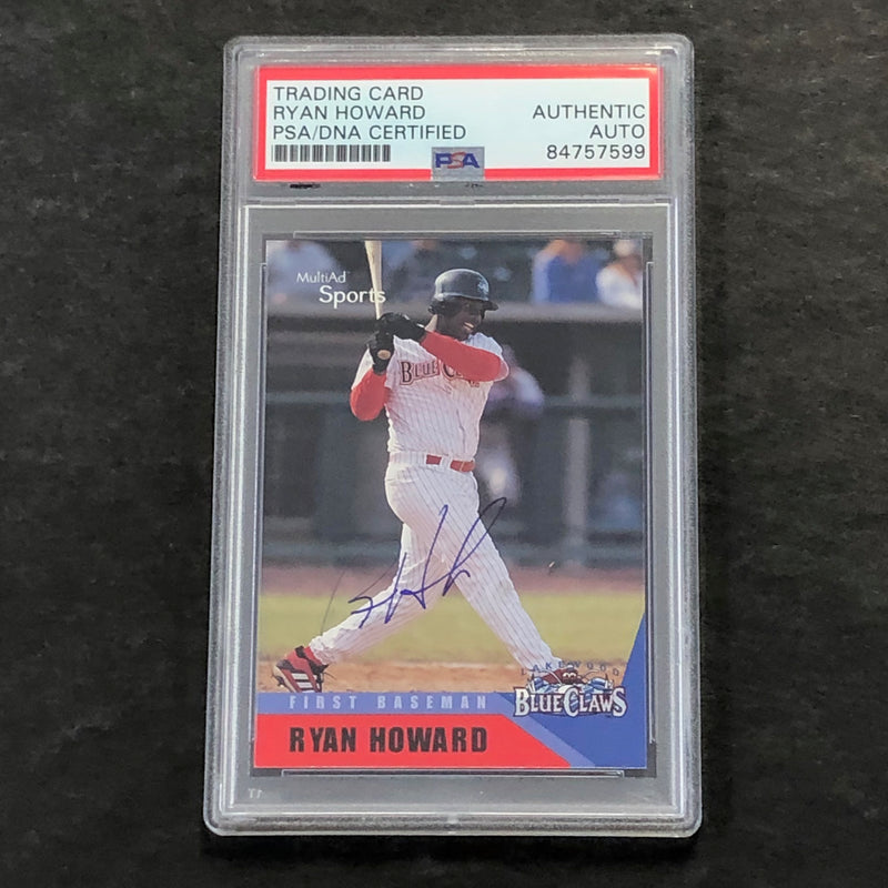 2002 MultiAd Sports #29 Ryan Howard Signed Card PSA Slabbed Auto Blueclaws