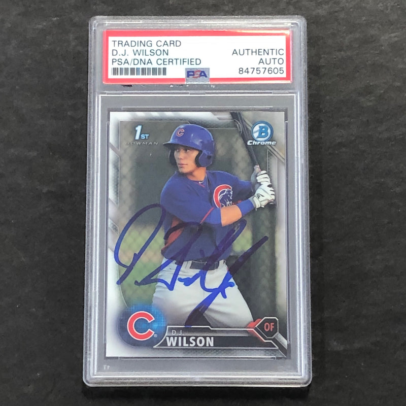 2016 Topps Bowman Chrome #BCP-170 D.J. Wilson Signed Card AUTO PSA/DNA Slabbed Cubs