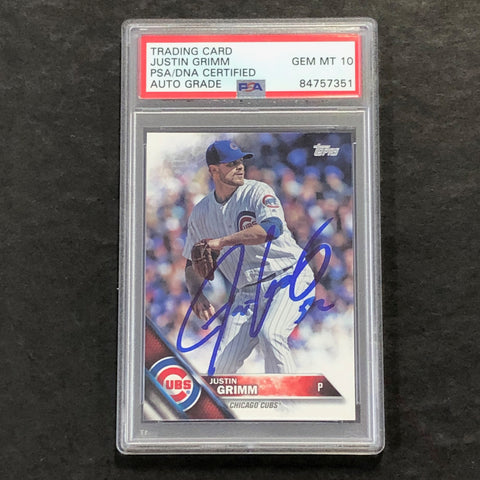 2016 Topps Update #US276 Justin Grimm Signed Card PSA Slabbed Auto 10 Cubs