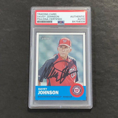 2012 Topps Heritage #402 Davey Johnson Signed Card AUTO PSA Slabbed Nationals