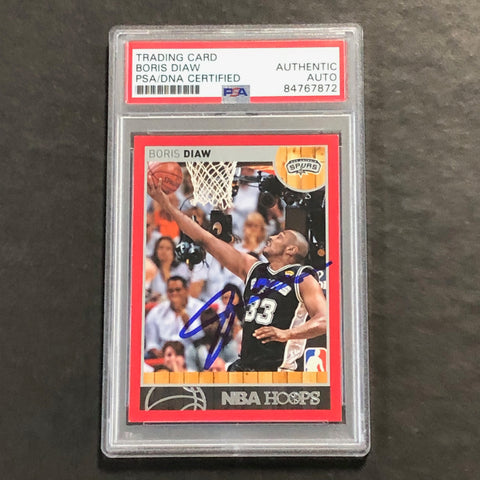 2013-14 NBA HOOPS #217 Boris Diaw Signed Card AUTO PSA Slabbed Spurs
