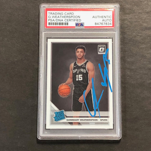 2019-20 Panini Optic #175 Quinndary Weatherspoon Signed Card AUTO PSA/DNA Slabbed RC Spurs