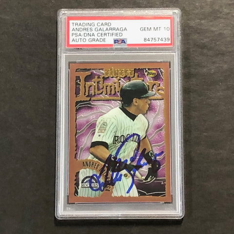 1996 Topps Finest Intimidators #139 Andres Galarraga Signed Card PSA Slabbed Auto 10 Rockies