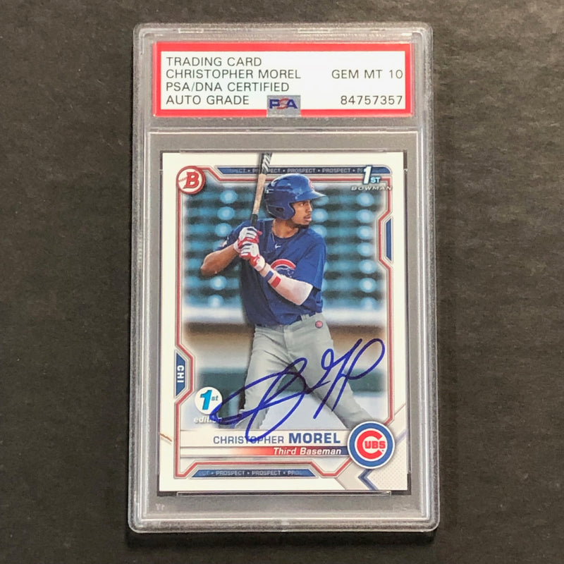2021 Bowman 1st Edition #BFE-131 Christopher Morel Signed Card PSA Slabbed Auto 10 Cubs