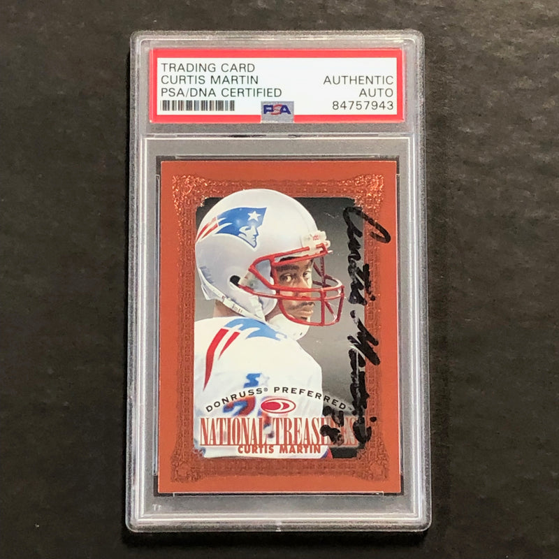 1995 National Treasure #130 Curtis Martin Signed Card AUTO PSA Slabbed Patriots