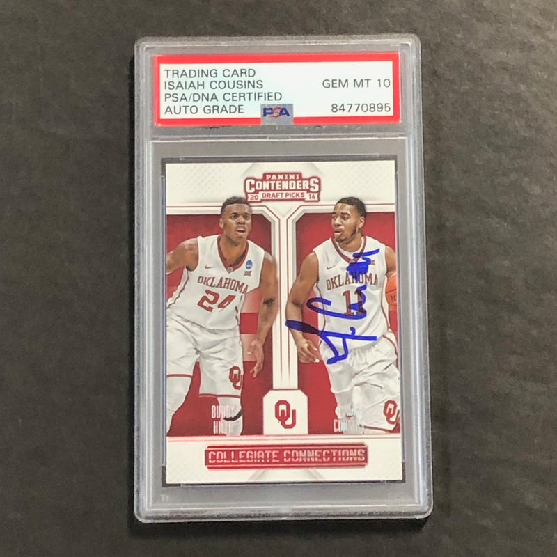 2016-17 Panini Contenders Draft Picks #10 Isaiah Cousins Signed Card AUTO PSA Slabbed Oklahoma