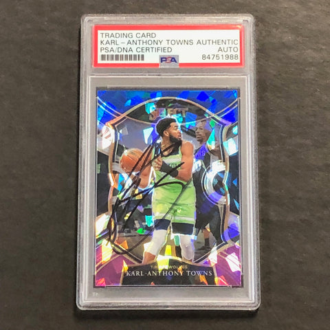 2020-21 Panini Select #36 Karl-Anthony Towns Signed Card AUTO PSA Slabbed Timberwolves