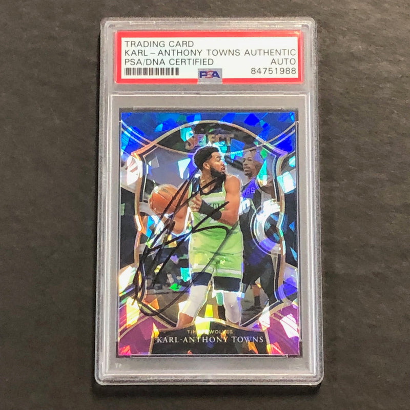 2020-21 Panini Select #36 Karl-Anthony Towns Signed Card AUTO PSA Slabbed Timberwolves