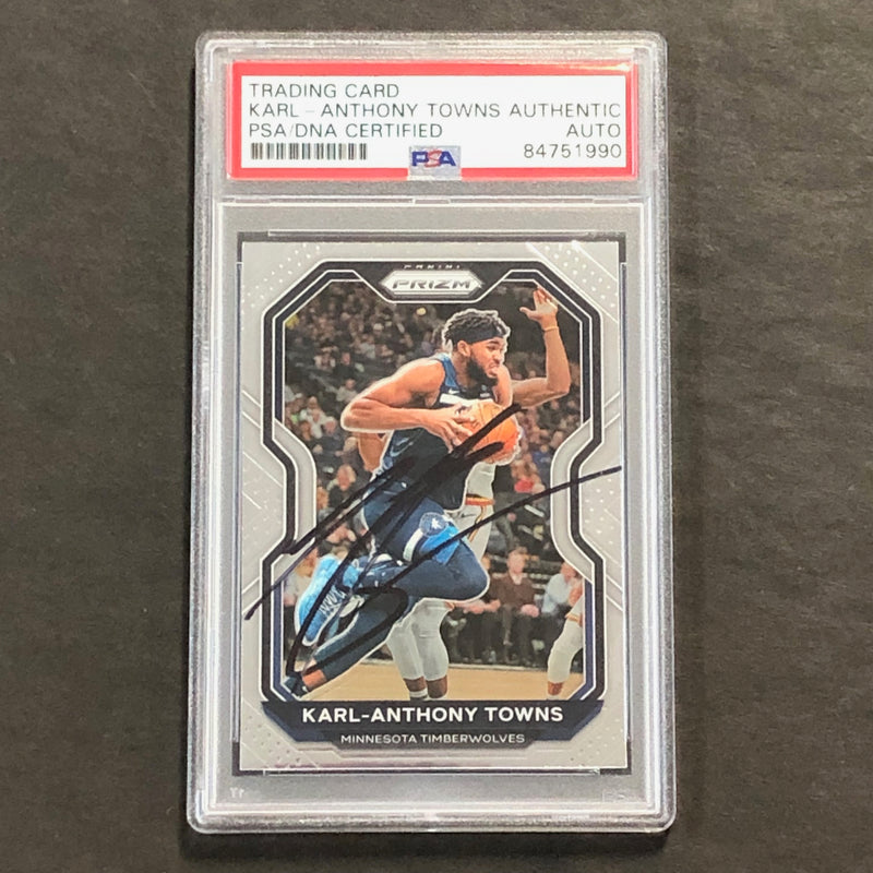 2020-21 Panini Prizm #167 Karl-Anthony Towns Signed Card AUTO PSA Slabbed Timberwolves