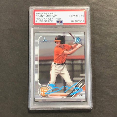 2019 Bowman #BDC-4 Grant McCray Signed Card PSA Slabbed Auto 10 Giants