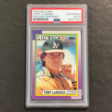 1990 Topps #639 Tony La Russa Signed Card Auto PSA Slabbed Oakland Athletics