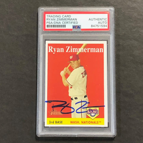 2007 Topps Heritage #98 Ryan Zimmerman Signed Card AUTO PSA Slabbed Nationals