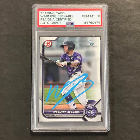 2021 Bowman Chrome #BP-46 Warming Bernabel Signed Card PSA Slabbed Auto 10 Rockies