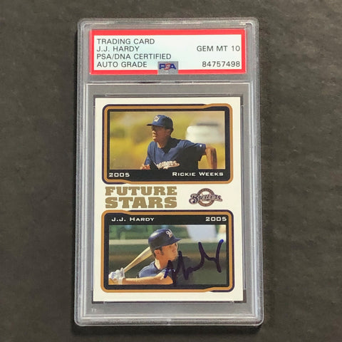 2005 Topps Future Stars #328 JJ Hardy Signed Card PSA Slabbed Auto 10 Brewers