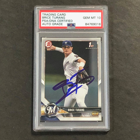 2018 Topps #BD-11 Brice Turang Signed Card AUTO PSA Slabbed Brewers