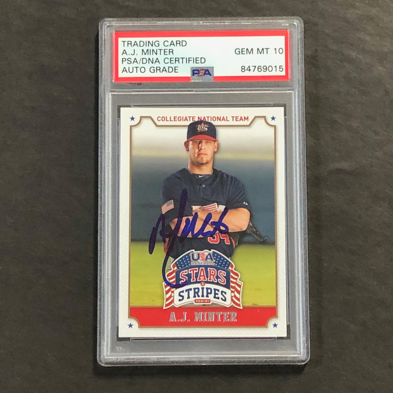 2015 Panini Stars & Stripes #2 A.J. Minter Signed Card PSA Slabbed Auto 10 Team USA