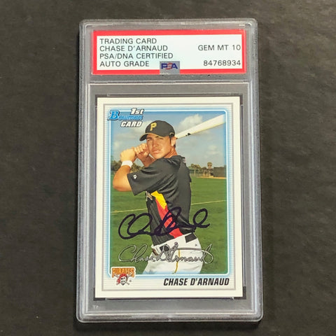 2009 TOPPS #BP51 Chase D'Arnaud Signed Card AUTO 10 PSA Slabbed Pirates