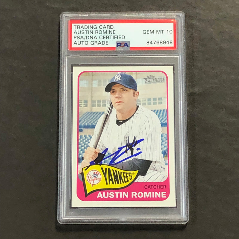 2013 Topps Heritage #11 Austin Romine Signed Card AUTO 10 PSA Slabbed Auto Yankees