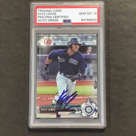 2017 Topps #BD154 Kyle Lewis Signed Card AUTO 10 PSA Slabbed Mariners